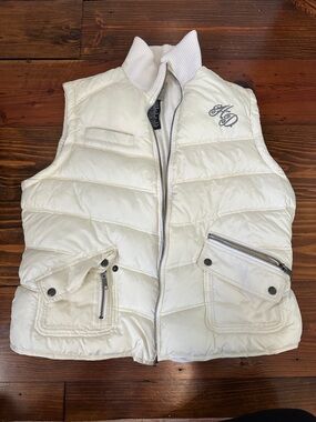 Harley-Davidson Ivory Quilted Puffer Vest with Script Logo